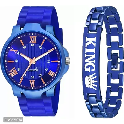 Stylish Men Metal Analog Watch with Bracelet