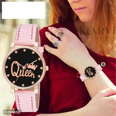 Yolako Queen Dial Rz Cash Pink Leather Analog Women and Girls Watch