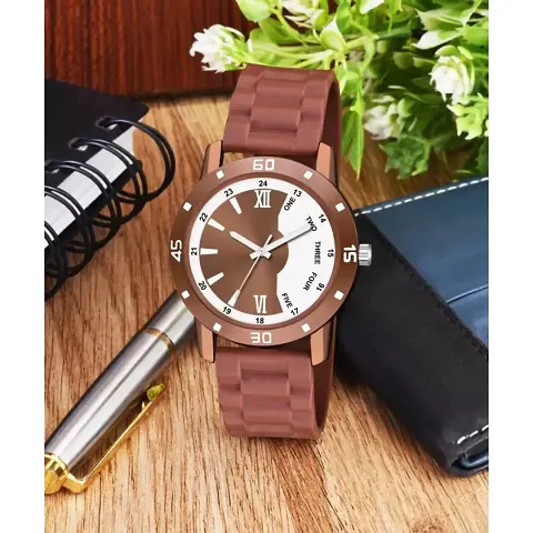 Trendy Av Wb Dial Men Pu Watch