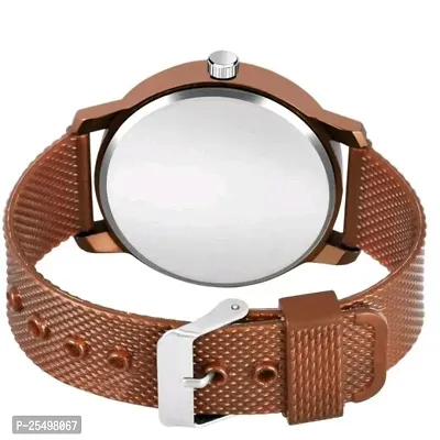 Yolako Brown Copper Roman Dial With King Brown Bracelet PU Men And Boys Watch-thumb4