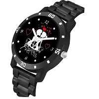 Yolako Black Couple Love Dial Cash Bumper Pu Men And Boys Watch-thumb2