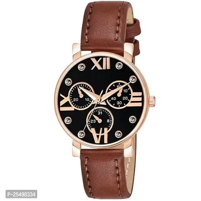 Yolako Meena Dial Rz Cash Brown Leather Analog Women and Girls Watch