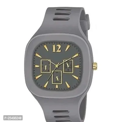 Yolako Grey Crono Square PU Men and Boys kids Watch-thumb2