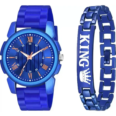 Stylish Men Metal Analog Watch with Bracelet