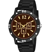 Yolako Brown Sq Crono Dial Bumpper Pu Black Belt Men and Boy Watch-thumb1