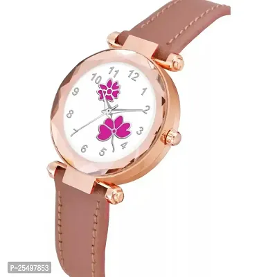 Yolako Pink Bty Dial Peach Leather Belt Rose Cash Girls and Women Analog Watch-thumb3