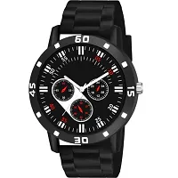 Yolako Black Crono Dial Bumpper Pu Black Belt Men and Boy Watch-thumb1