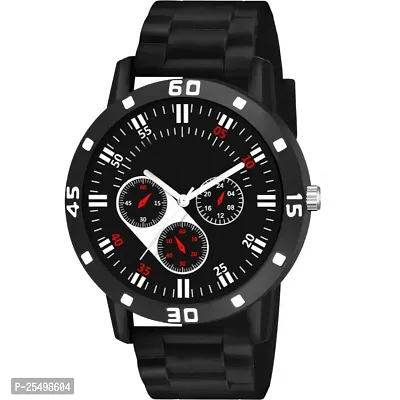 Yolako Black Crono Dial Bumpper Pu Black Belt Men and Boy Watch-thumb2