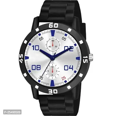 Yolako White Crono Print Dial Bumpper Pu Black Belt Men and Boy Watch-thumb2