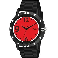 Yolako No Red Dial Bumpper Pu Black Belt Men and Boy Watch-thumb1