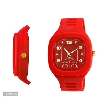 Yolako Red New Crono Square PU Men and  kids Watch