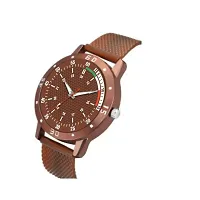 Yolako Brown Tri Dial With King Brown Bracelet PU Men And Boys Watch-thumb2