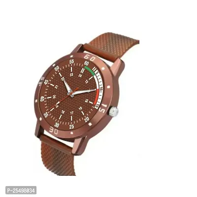 Yolako Brown Tri Dial With King Brown Bracelet PU Men And Boys Watch-thumb3