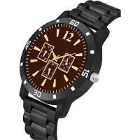 Yolako Brown Sq Crono Dial Bumpper Pu Black Belt Men and Boy Watch-thumb2