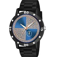 Yolako New Blue Dial Bumpper Pu Black Belt Men and Boy Watch-thumb1