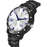 Yolako White Crono Print Dial Bumpper Pu Black Belt Men and Boy Watch-thumb2