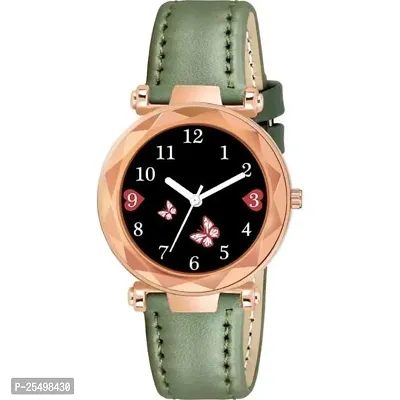 Yolako Rose Cash Green Leather Belt Analog Women and Girls Watch-thumb0