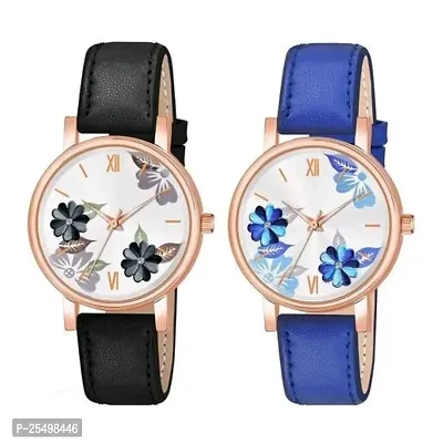 Yolako Bty Cash Black and Blue Leather Blet Combo Women and Girls Watch