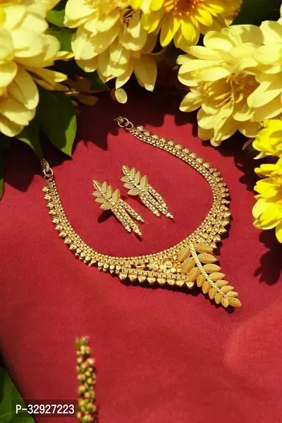 Stylish Golden Brass Jewellery Set For Women-thumb0