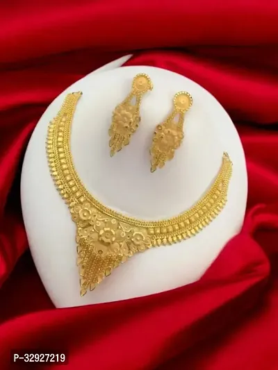 Stylish Golden Brass Jewellery Set For Women-thumb0