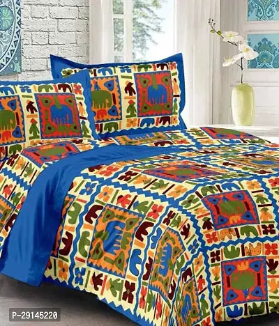 Classic Cotton Printed Bedsheet with Pillow Cover-thumb0