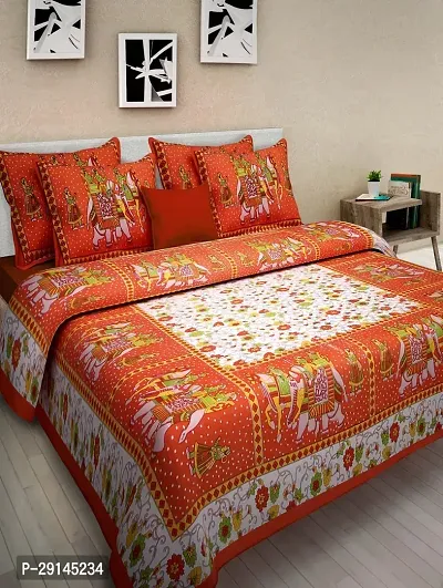 Classic Cotton Printed Bedsheet with Pillow Cover-thumb0