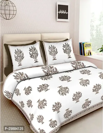 Pure Cotton Jaipuri Printed Double Bedsheet with 2 Pillow Covers-thumb0