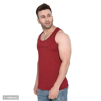 Polo Plus Men Maroon with Placement-Print Latest Classic Cotton Sando Vest-thumb2