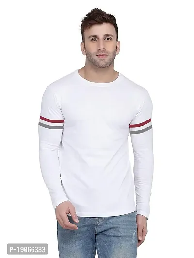 Polo Plus Men Multicolor Latest Attractive Classic Striped Full Sleeve Cotton T-Shirt
