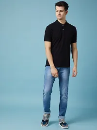 Stylish Black Polycotton Solid Polos For Men-thumb2