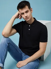 Stylish Black Polycotton Solid Polos For Men-thumb3