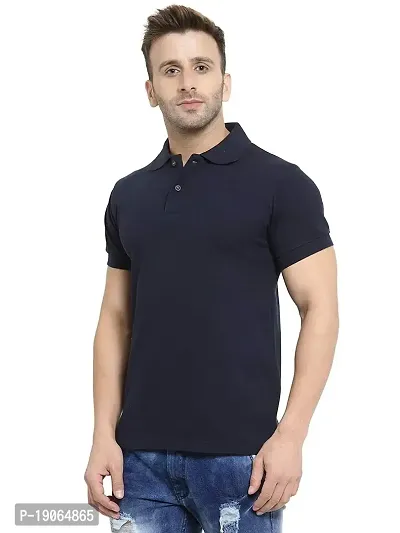 Polo Plus Men Multicolored Trendy Attractive Latest Solid Half Sleeve Poly Cotton Polo T-Shirt-thumb2