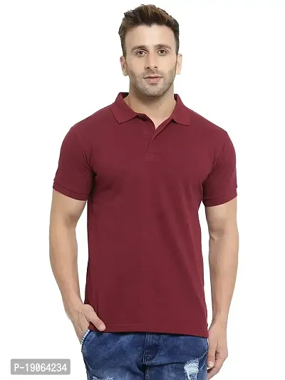 Polo Plus Men Multicolored Trendy Attractive Latest Solid Half Sleeve Poly Cotton Polo T-Shirt