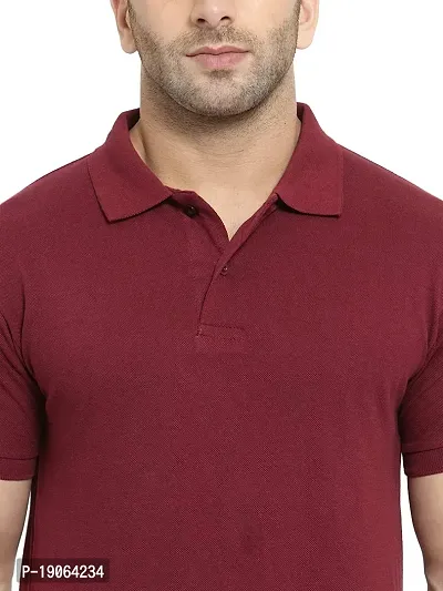 Polo Plus Men Multicolored Trendy Attractive Latest Solid Half Sleeve Poly Cotton Polo T-Shirt-thumb5