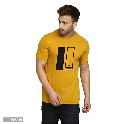 Polo Plus Men-Mustard Latest Attractive Classic Printed Half Sleeve Cotton T-Shirt