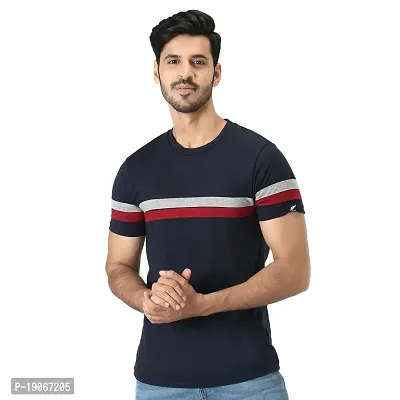 Polo Plus Men Maroon Latest Classic Striped Half Sleeve Cotton T-Shirt-thumb0