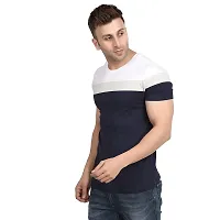 Polo Plus Men Multicolored with Cut and Sew Bottom Base Stripe Half Sleeve Cotton T-Shirt-thumb2