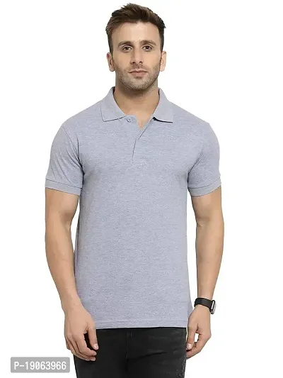 Polo Plus Men Multicolored Trendy Attractive Latest Solid Half Sleeve Poly Cotton Polo T-Shirt-thumb0