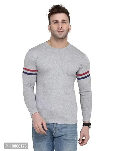 Polo Plus Men Multicolor Latest Attractive Classic Striped Full Sleeve Cotton T-Shirt-thumb0