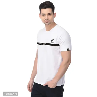 Polo Plus White Cotton Blend Printed Round Neck Tees For Men-thumb2