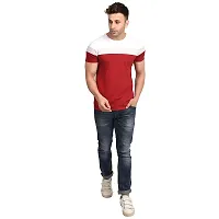 Polo Plus Men Multicolored with Cut and Sew Bottom Base Stripe Half Sleeve Cotton T-Shirt-thumb3