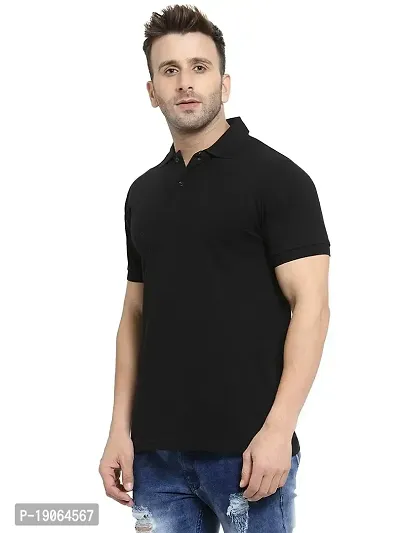 Polo Plus Men Multicolored Trendy Attractive Latest Solid Half Sleeve Poly Cotton Polo T-Shirt-thumb2