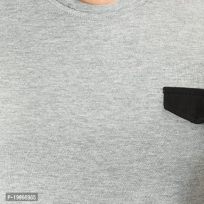 Polo Plus Men Grey Latest Attractive CutSew Pocket Half Sleeve Cotton T-Shirt-thumb5