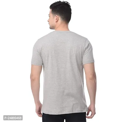 Polo Plus Grey Cotton Blend Printed Round Neck Tees For Men-thumb3