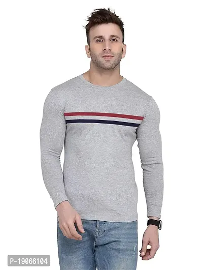 Polo Plus Men Multicolor Latest Classic Striped Detailing Full-Sleeve Cotton T-Shirt