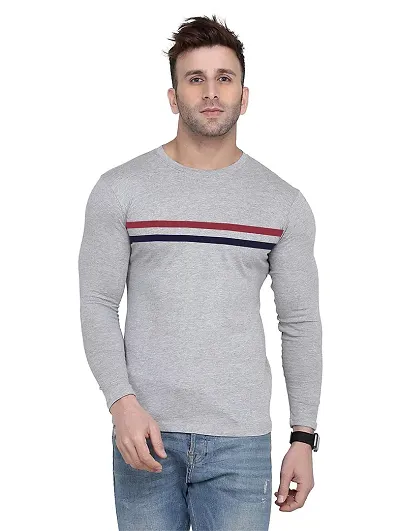 Polo Plus Men Multicolor Latest Classic Striped Detailing Full-Sleeve Cotton T-Shirt