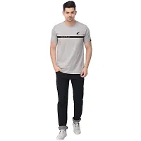 Polo Plus Grey Cotton Blend Printed Round Neck Tees For Men-thumb3