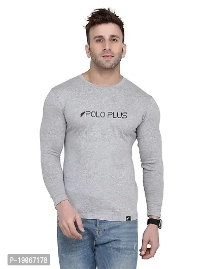 Polo Plus Men Trendy Classic Patti Printed Full Sleeve Cotton T-Shirt-thumb0