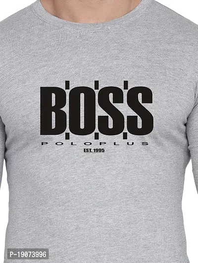 Polo Plus Men Grey Trendy Classic BOSS Printed Full Sleeve Cotton T-Shirt-thumb5