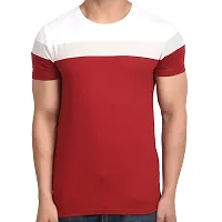 Polo Plus Men Multicolored with Cut and Sew Bottom Base Stripe Half Sleeve Cotton T-Shirt-thumb4